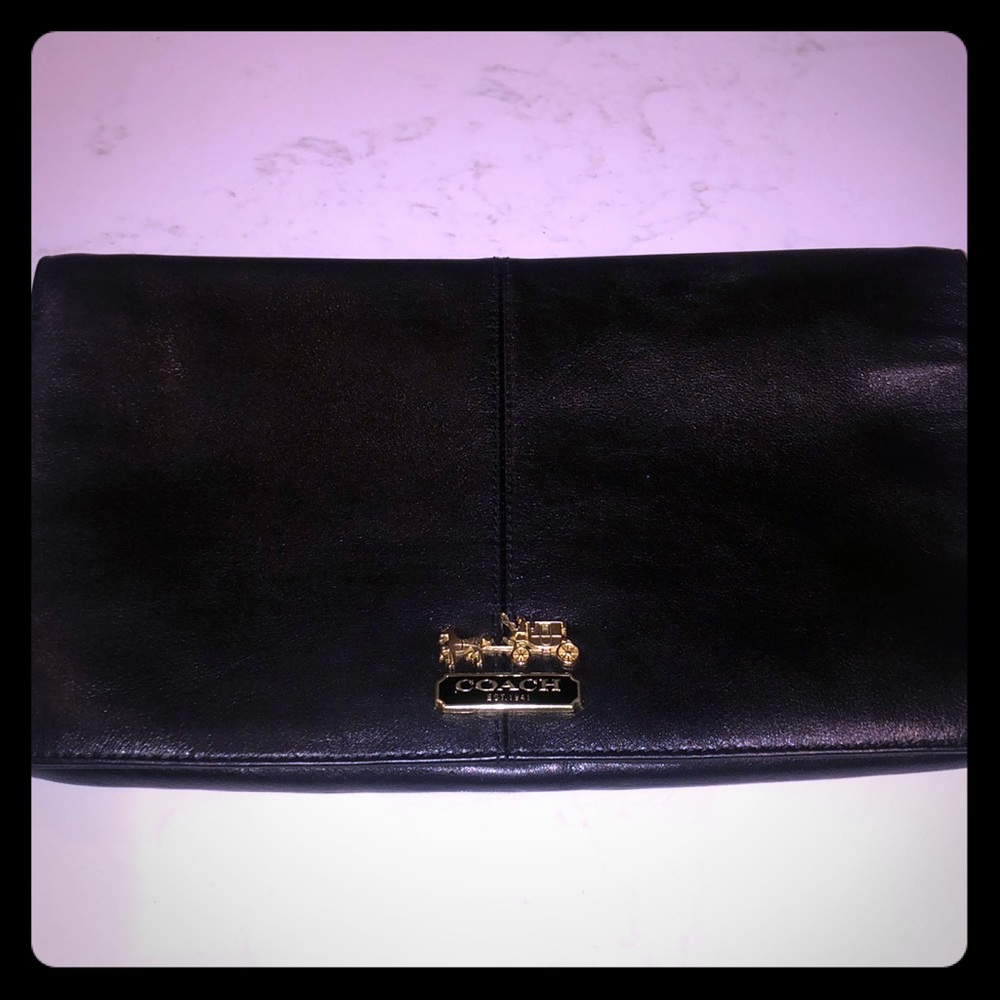 Classic Coach Black Leather Clutch